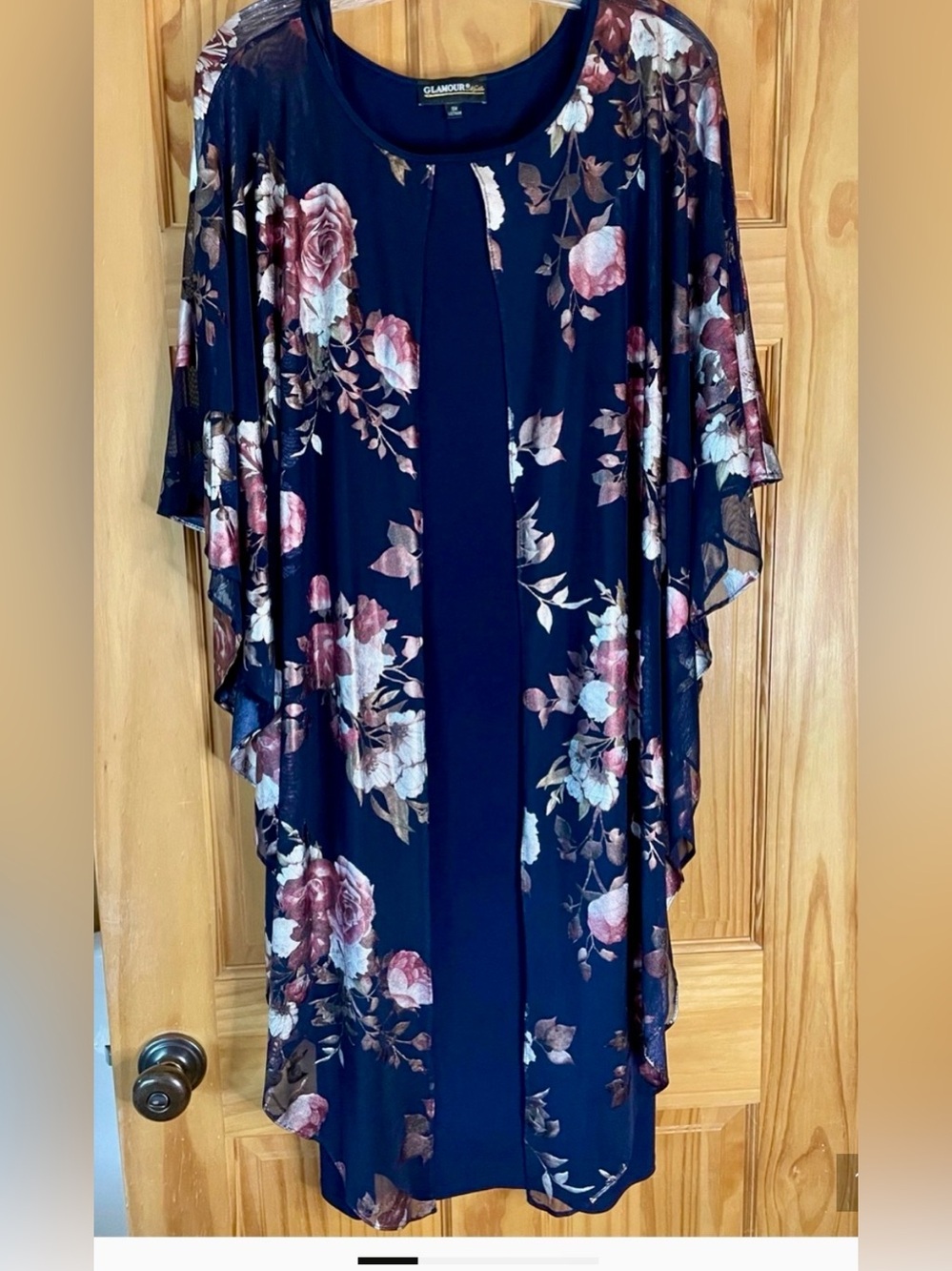 Vintage Glamour Nights Blue Dress with Shimmery Overlay